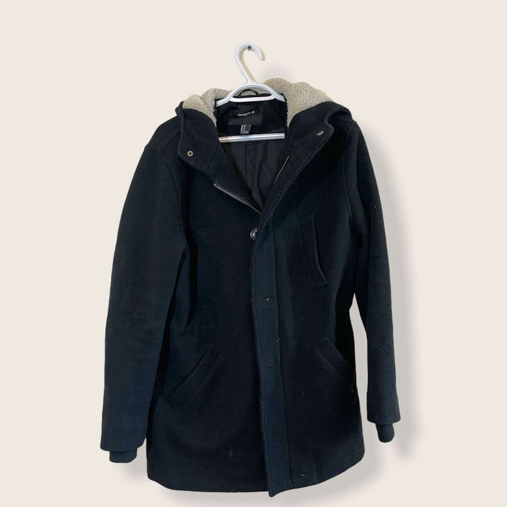 Forever 21 Men's Hooded Zip/ Button Coat
